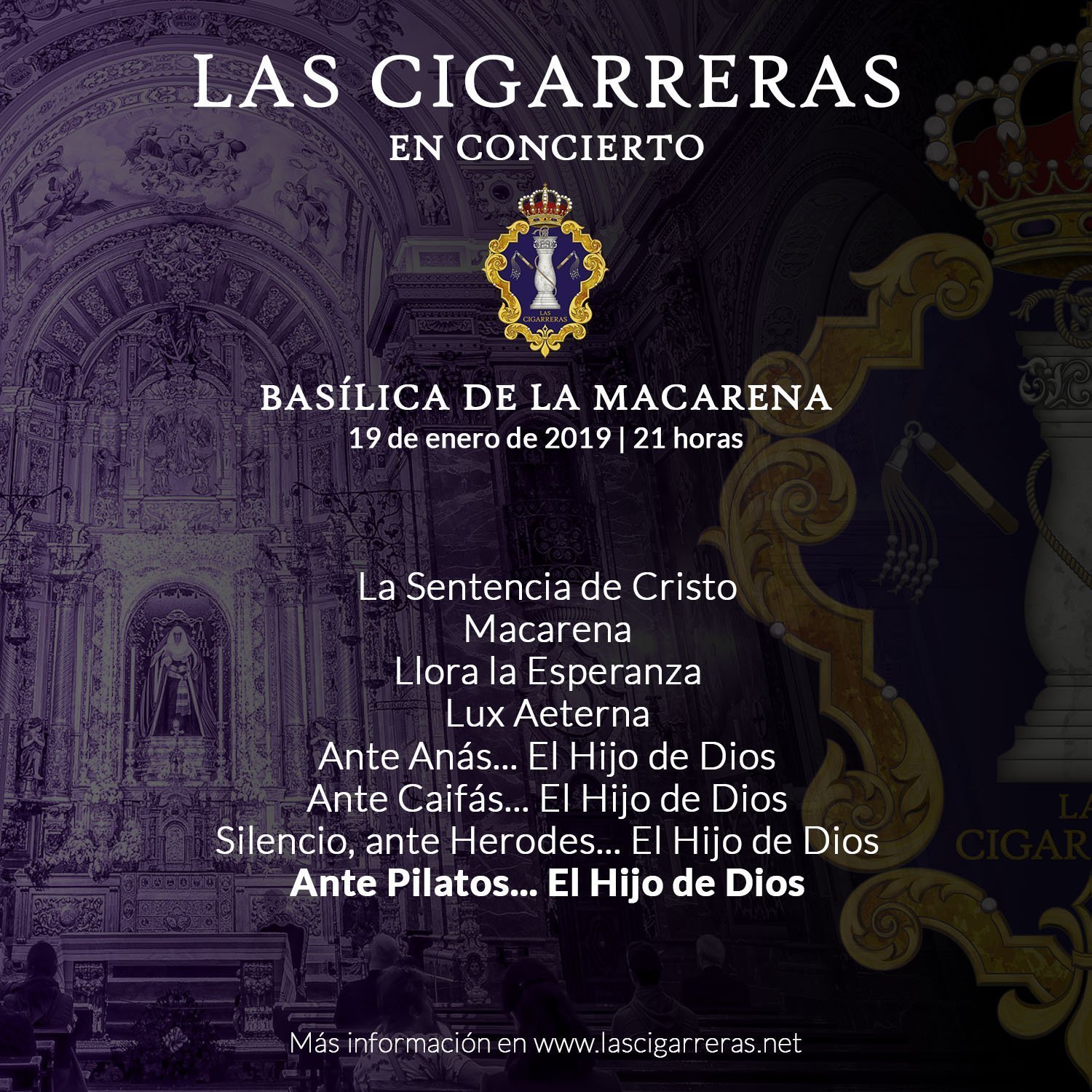 Repertorio del concierto en la Basílica de la Macarena 2019