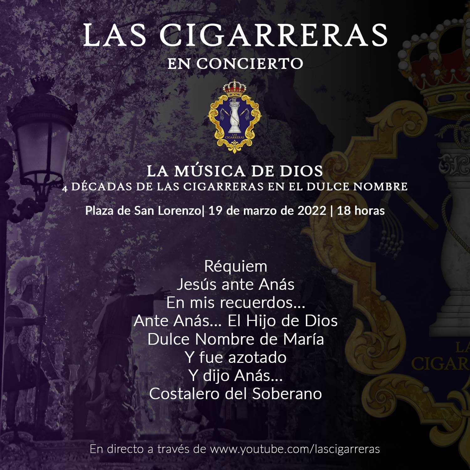 Programa del concierto de Las Cigarreras en el 40º Aniversario tras la Hermandad del Dulce Nombre