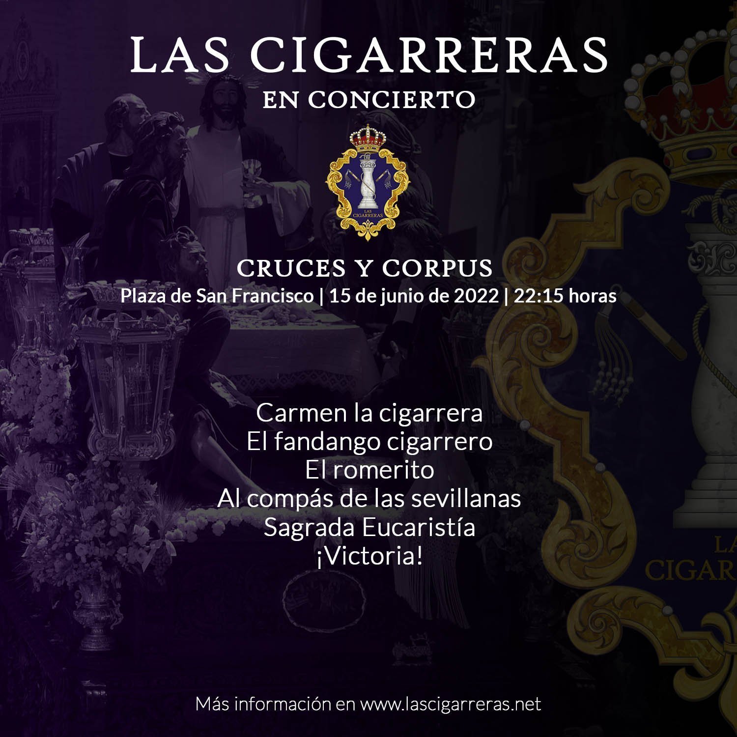 Programa del concierto de Las Cigarreras en la Plaza de San Francisco 2022
