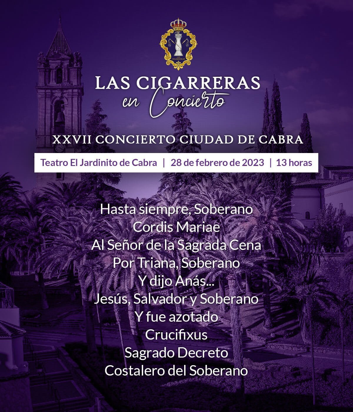Programa del concierto de Las Cigarreras en Cabra 2023