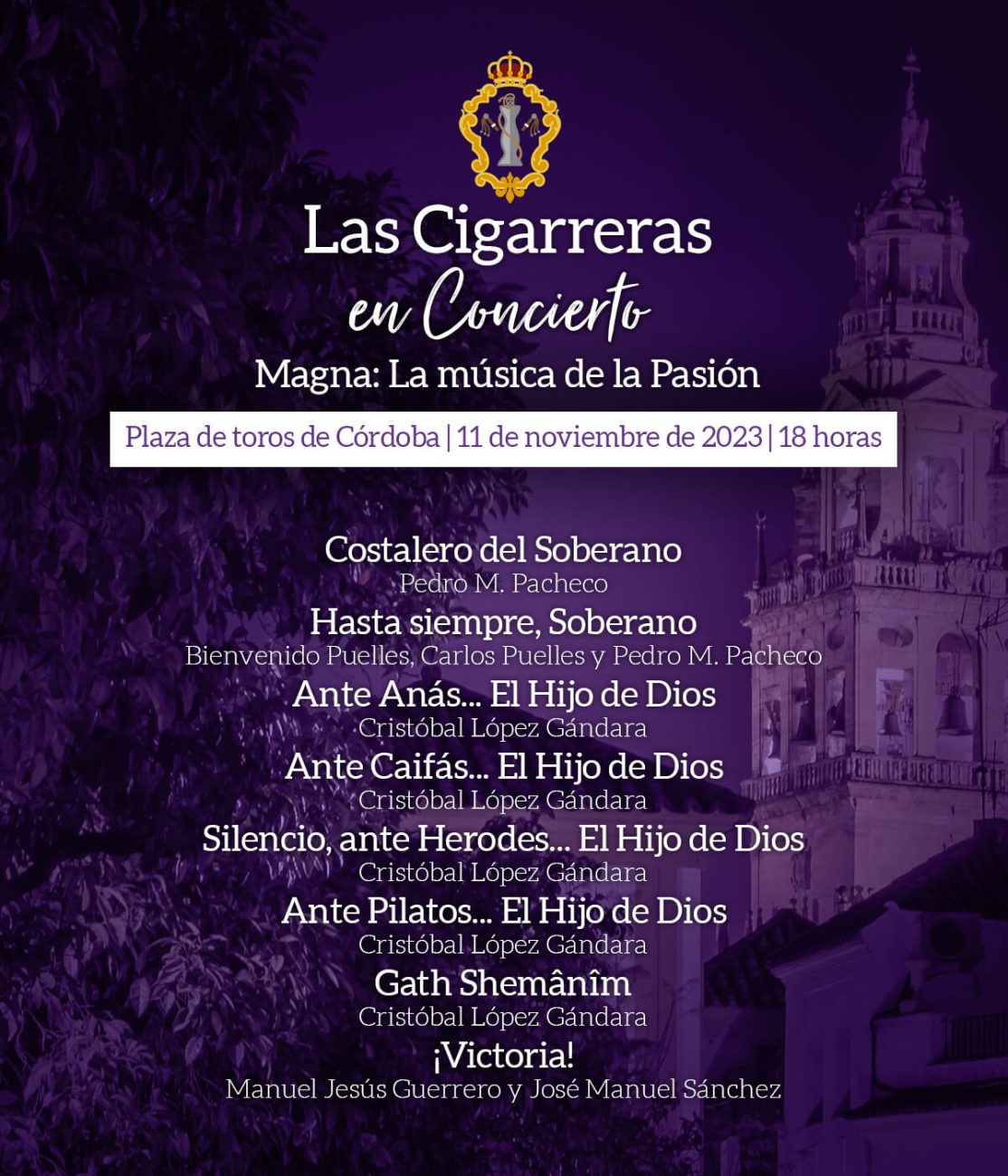 Programa del concierto de Las Cigarreras en Córdoba 2023