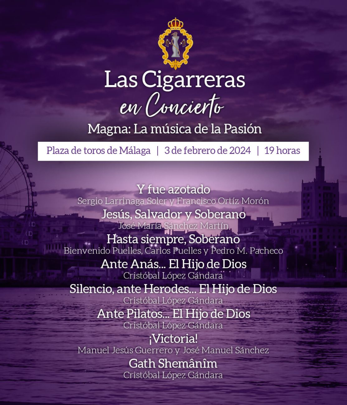 Programa del concierto de Las Cigarreras en Málaga 2024