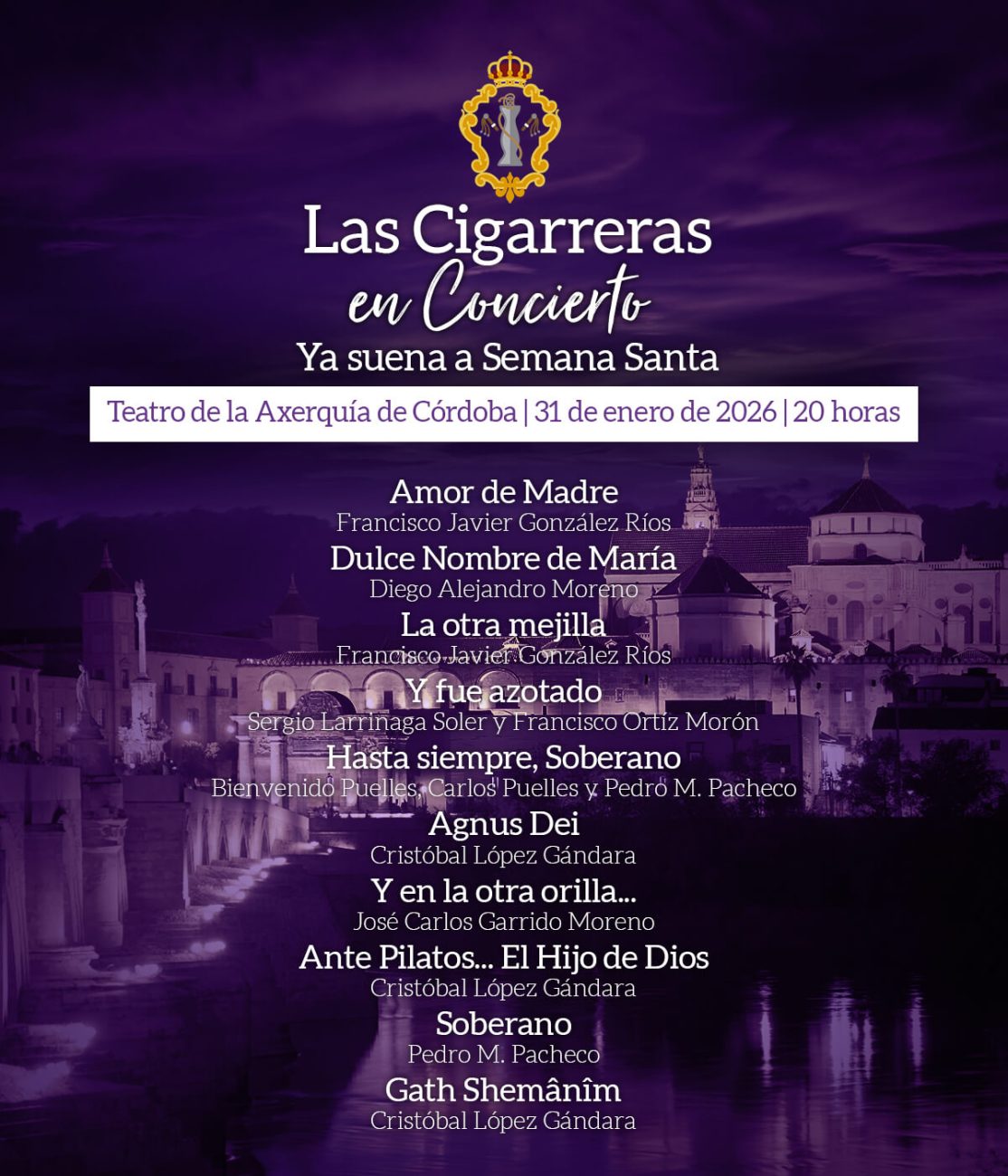 Programa del concierto de Las Cigarreras en Córdoba 2026