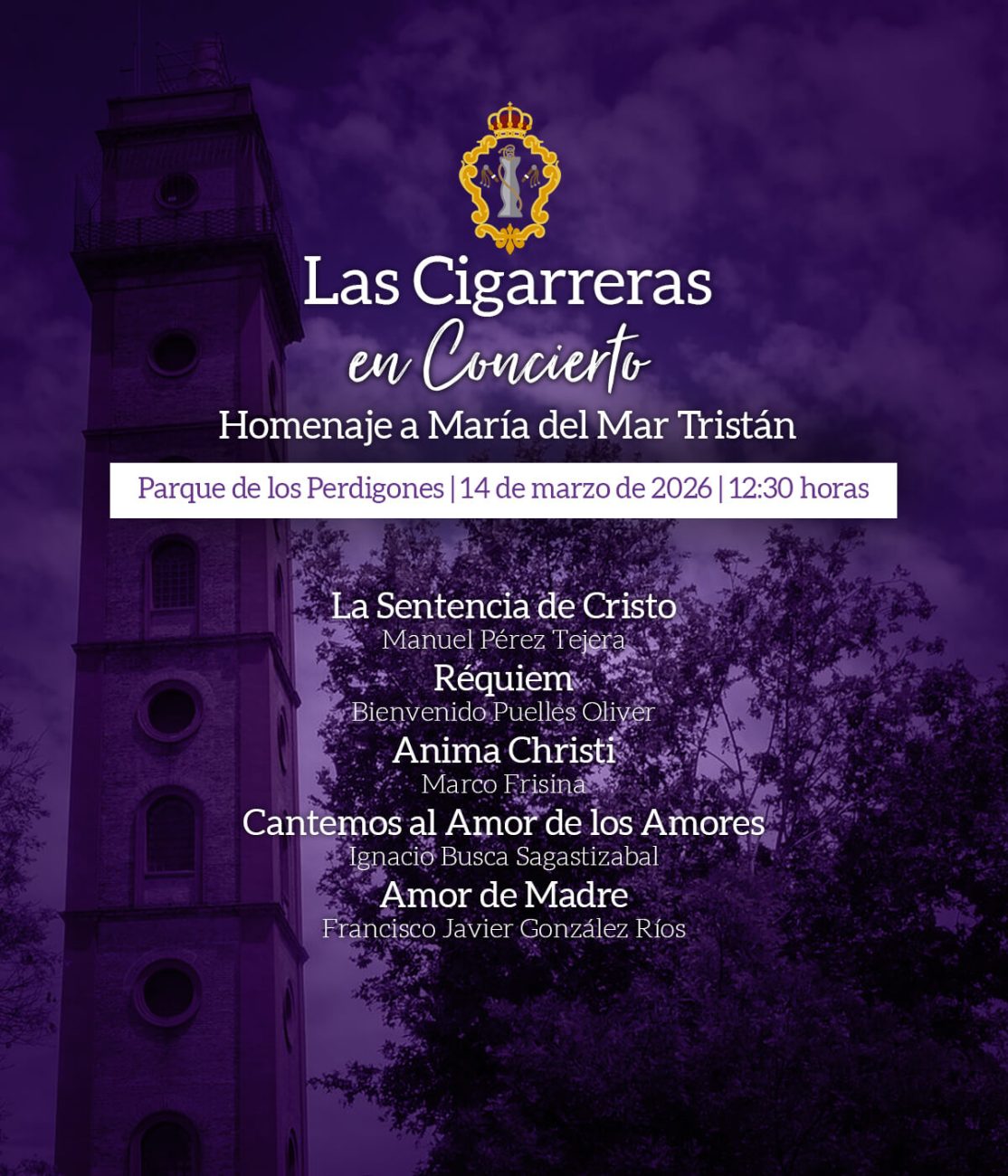 Programa del concierto de Las Cigarreras en el parque de los Perdigones 2026