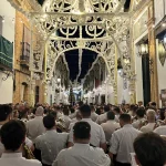 Bando anunciador de Las Cigarreras en Gerena por la coronación de la Virgen de la Sangre