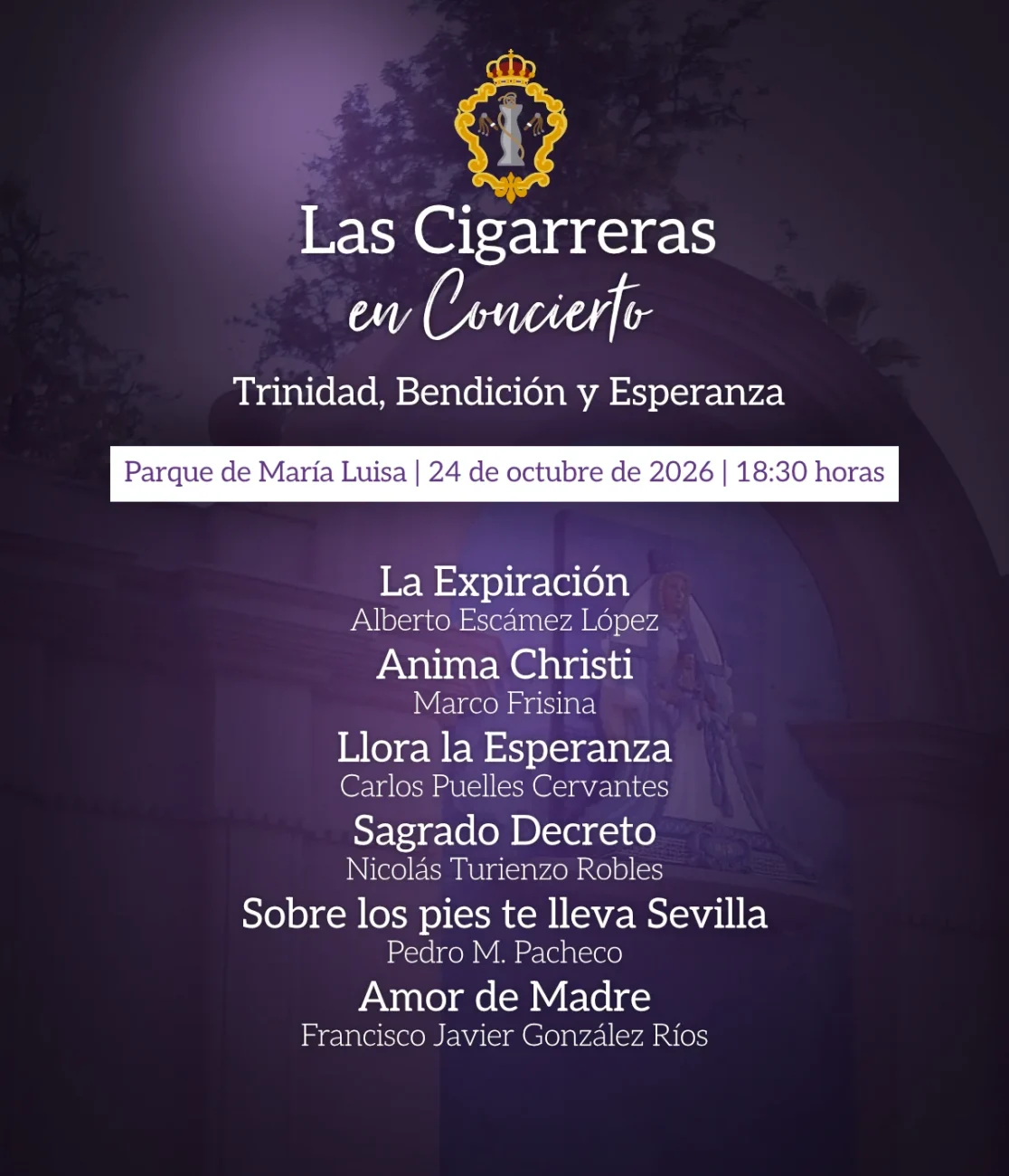 Programa del concierto de Las Cigarreras en el certamen de La Trinidad 2026